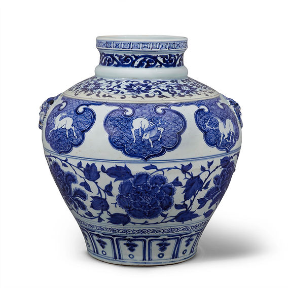 元青花手描き花魚紋豹頭瓶骨董品古品古品出土品所蔵置物 元青花手描き花魚紋豹頭瓶骨董品古品古品出土
