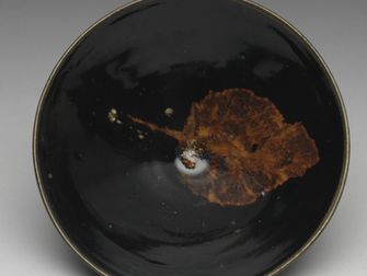 宋代筆記 vol.24 吉州窯黑釉葉紋描金梅花盞,台北故宮博物院藏 - Bowl with leaf pattern on a black ground, Jizhou ware