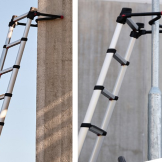 Escalera telescópica con cuna de apoyo