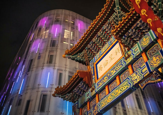 One of the wooden Chinese gates of London's Chinatown. Image (c) Lenny Di Lorenzo.
