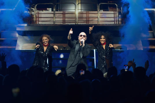 Pop Star Pitbull performing at the MGM Grand, Las Vegas.