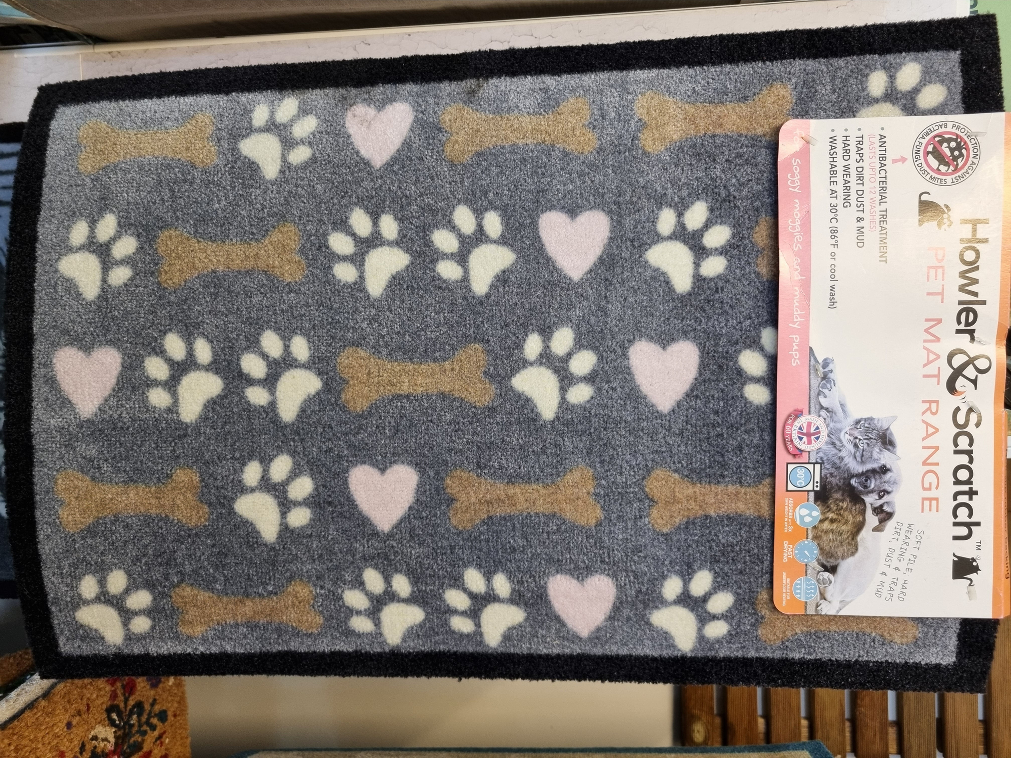 Hearts Bones & Paws Pet range internal door mat £15.00