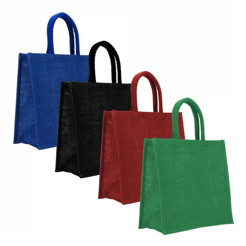 Reusable Square Jute Bags with Cotton Handles