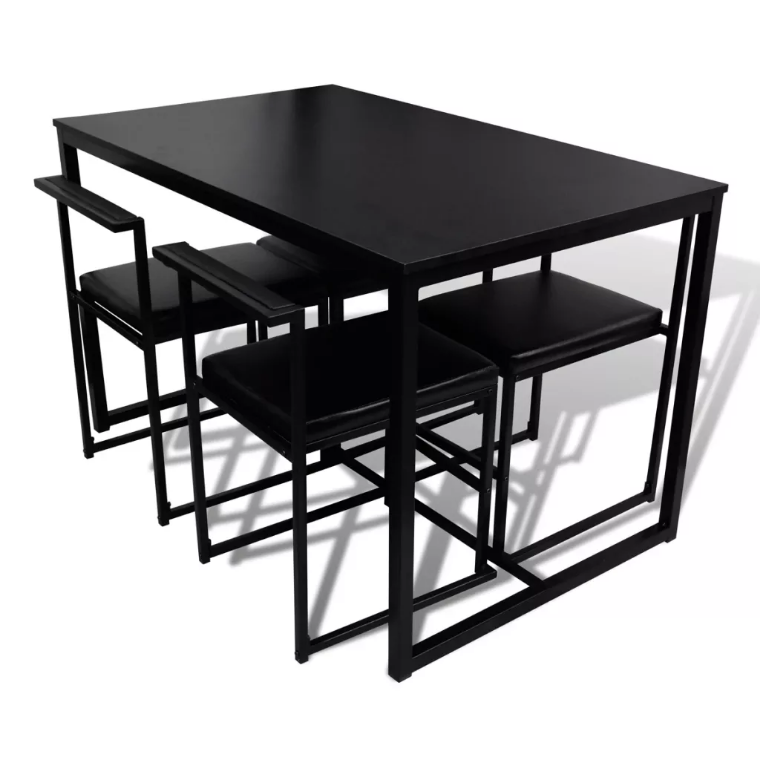 Miniature : Ensemble de table et de chaises de salle à manger 5 pièces Noir