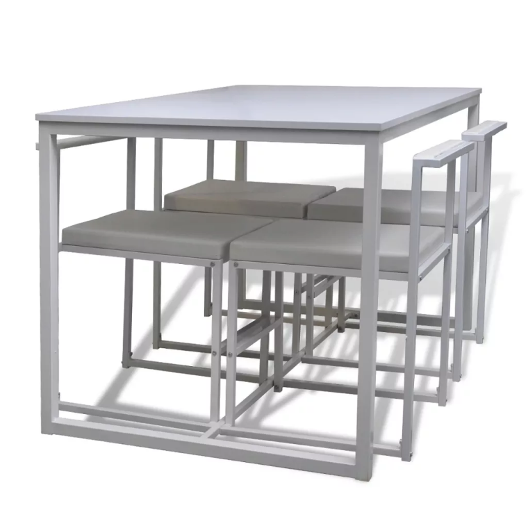 Miniature : Ensemble de table et chaises de salle à manger 5 pièces Blanc