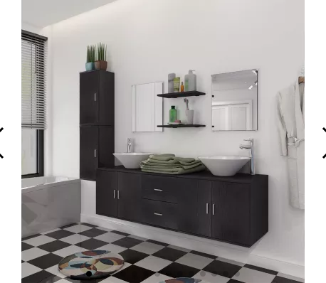 Miniature : Mobilier de salle de bain avec lavabo 9 pcs Noir