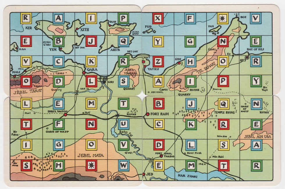 Foreign Legion: 4 cards placed to make 1 of 2 identical maps.
