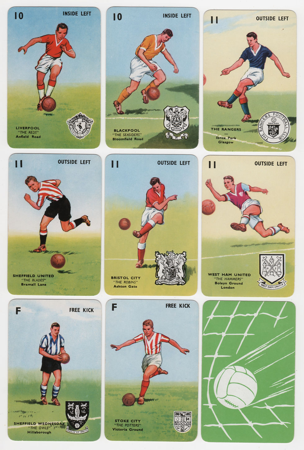 Goal Cards: 10s: Liverpool, Blackpool, 11s: The Rangers, Sheffield United, Bristol City, West Ham United, Free Kicks: Sheffield Wednesday, Stoke City