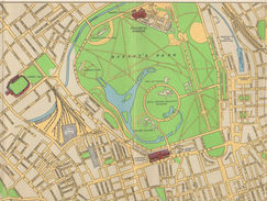 Chichesters Picture Map of London - Top Row Panel 2: Lord’s Cricket Ground, Regent’s Park, Marylebone Station