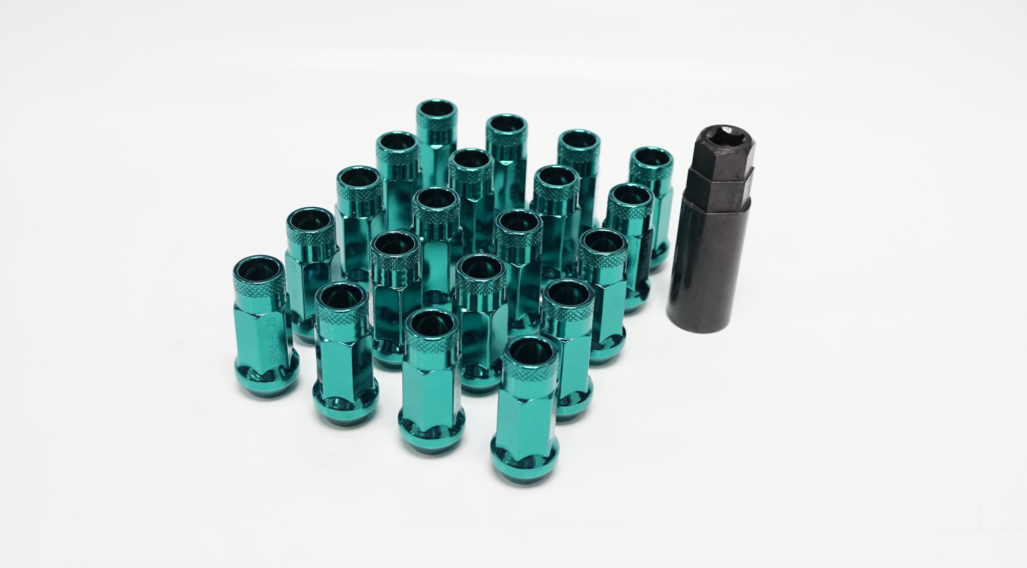 Wheel Mate Muteki SR48 Open End Lug Nuts - Green Blue 12x1.50 48mm