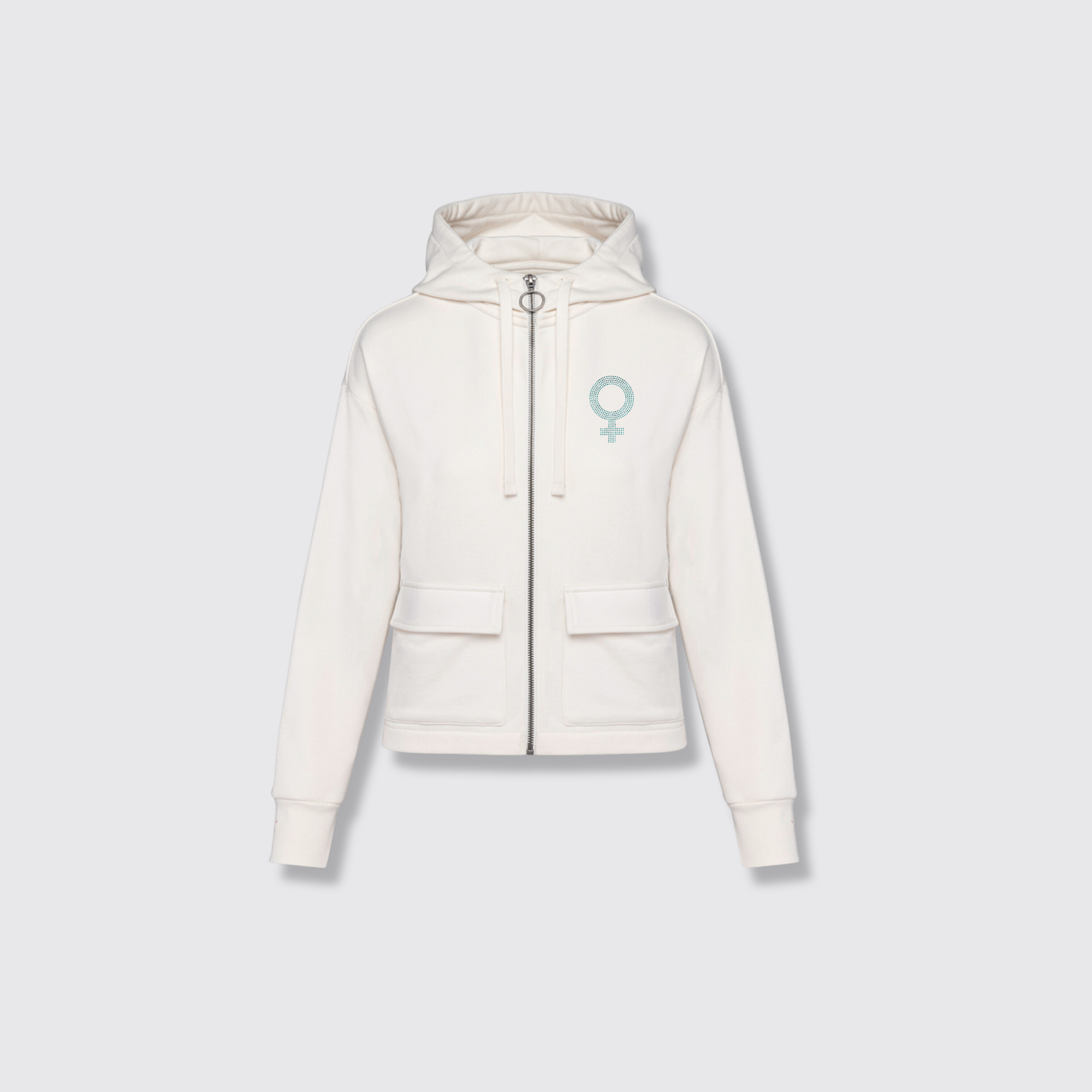 SALE Ivory zip with capri venus symbol hoodie (medium)
