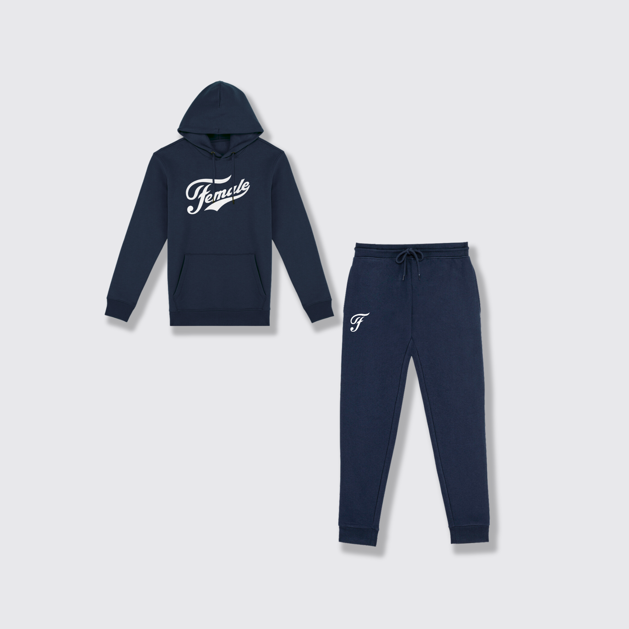 F for Female navy hoodie tracksuit