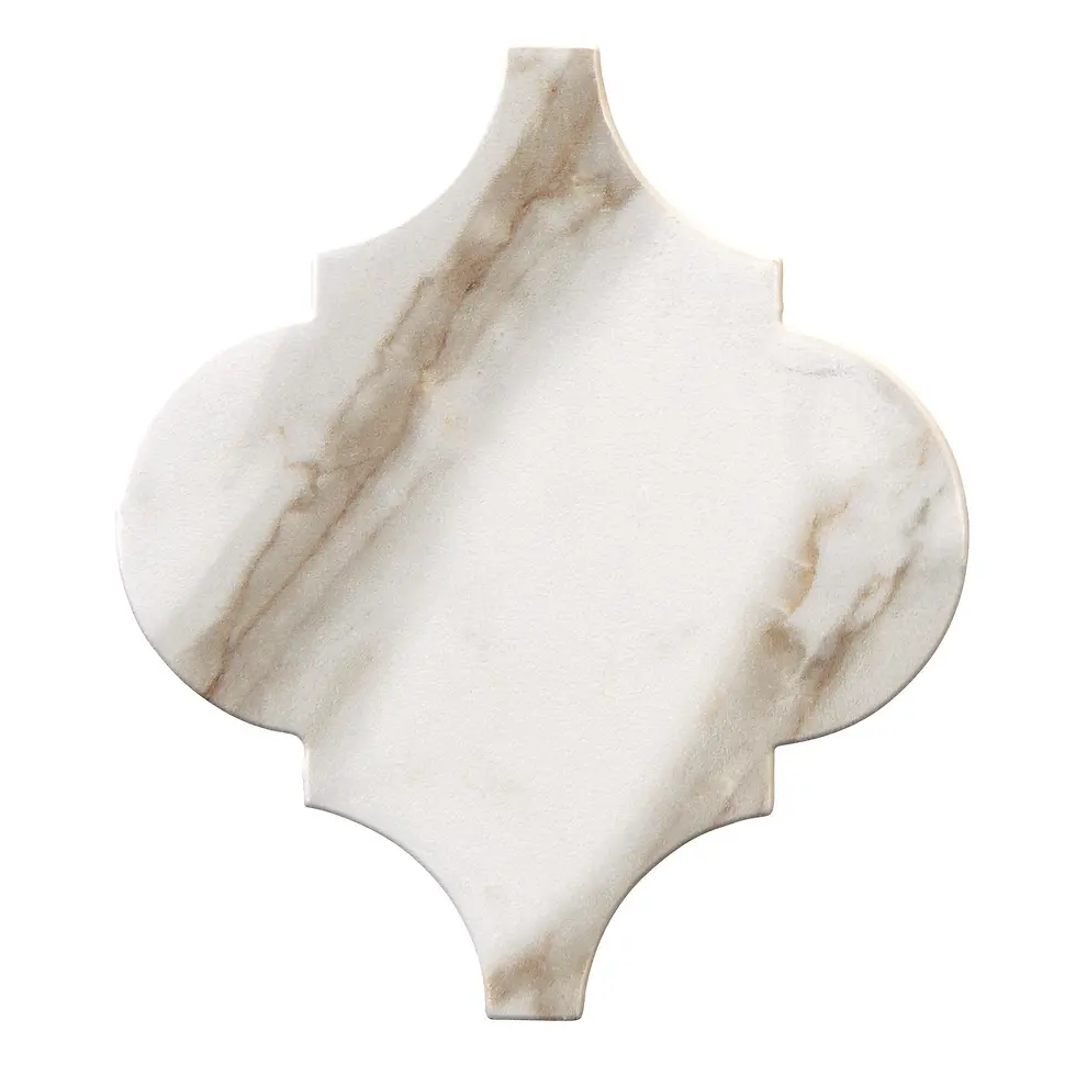 Thumbnail: Marazzi - Marble Obsession - 6 in. Arabesque Ceramic Wall Tile - Calacatta Gold
