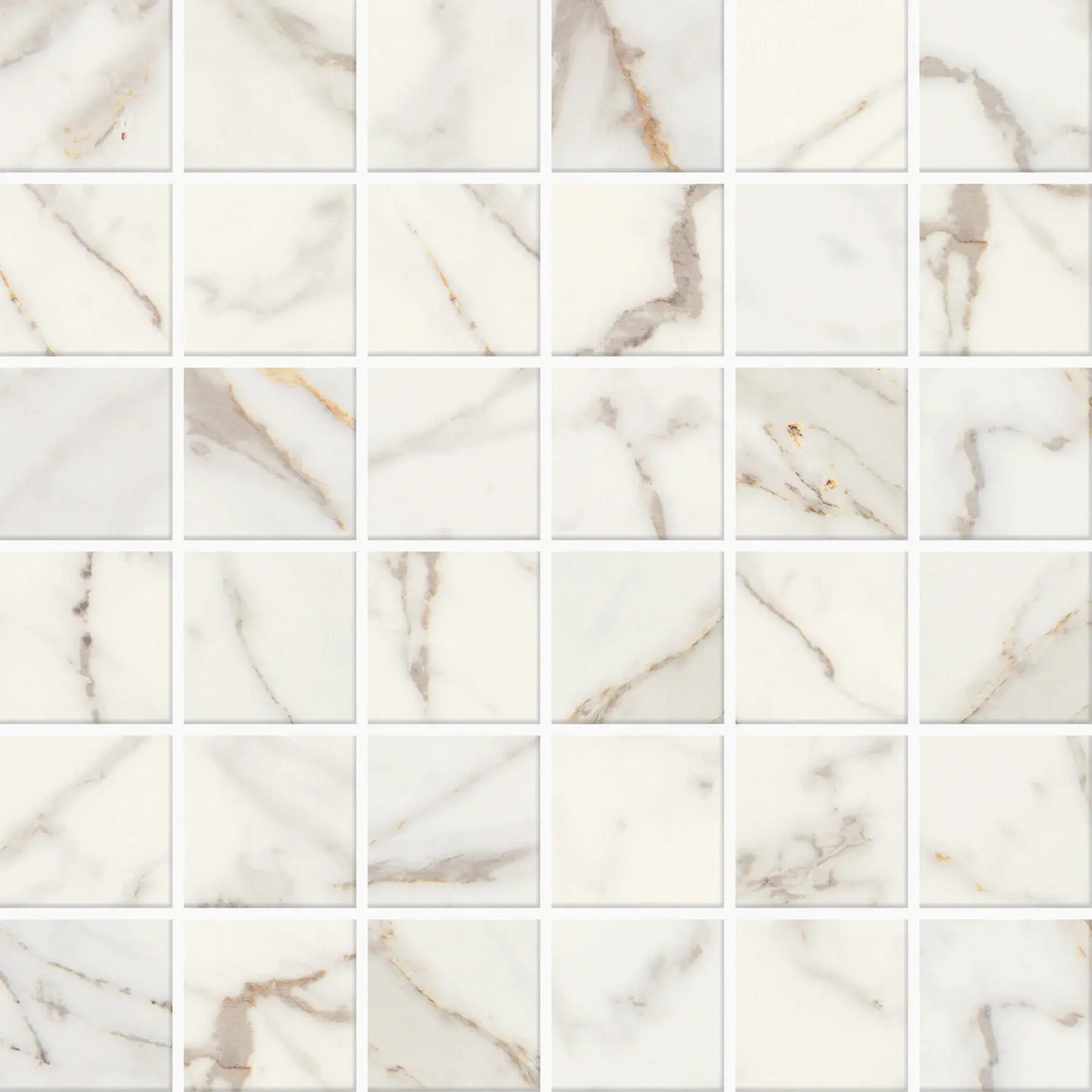 Marazzi - Marble Obsession - 2 in. x 2 in. Glazed Ceramic Mosaic - Calacatta Gol