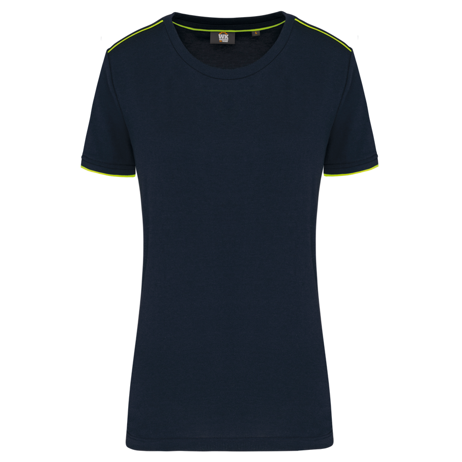 T-shirt Day To Day manches courtes femme personnalisé WK WK3021 Navy / Fluorescent Yellow