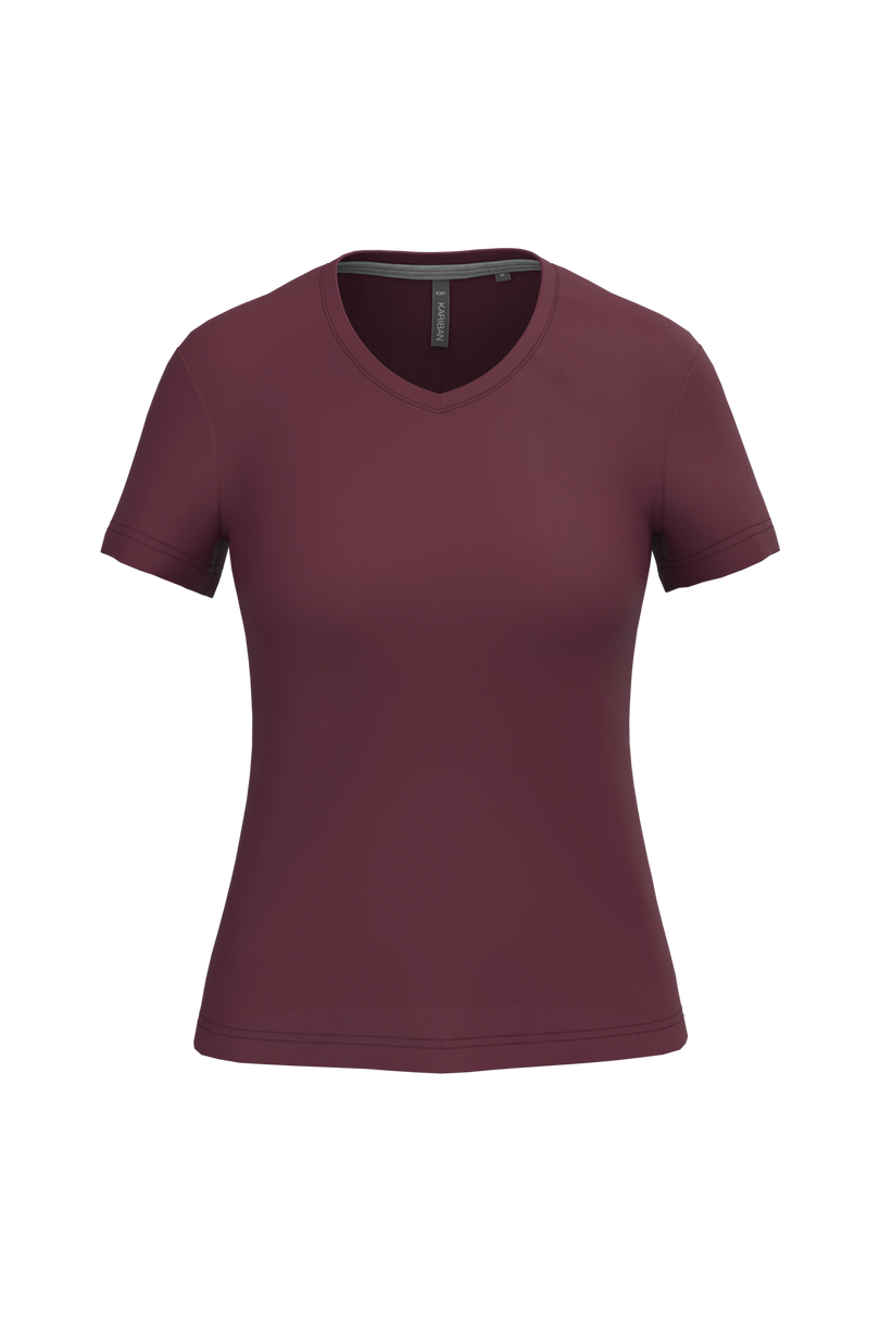 T-shirt col V manches courtes femme personnalisé Kariban K381 Wine