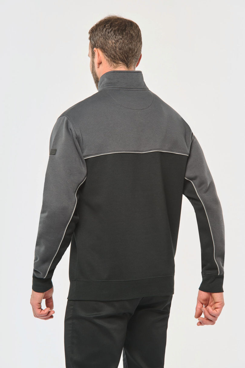 Sweat-shirt écoresponsable col zippé unisexe personnalisé WK WK404 porté