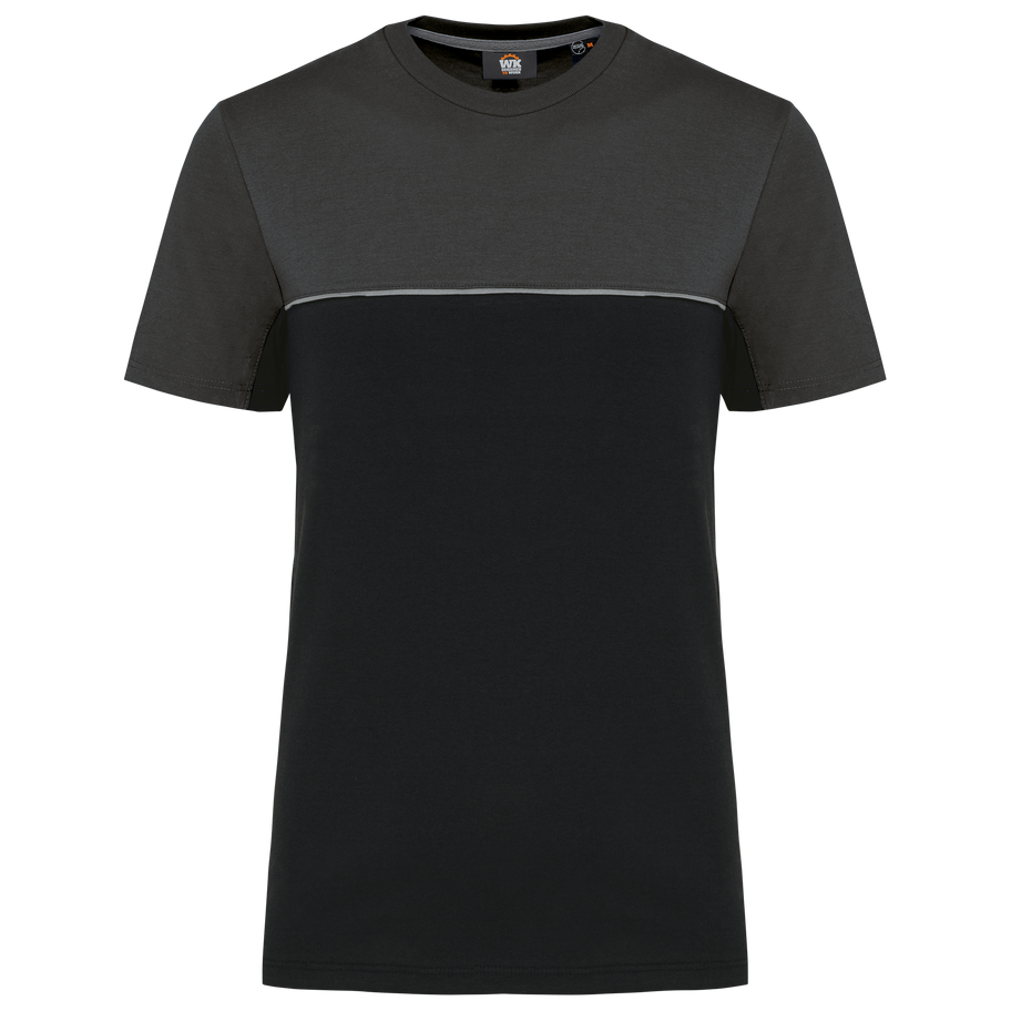 T-shirt bicolore écoresponsable manches courtes unisexe personnalisé WK WK304 Black / Dark Grey