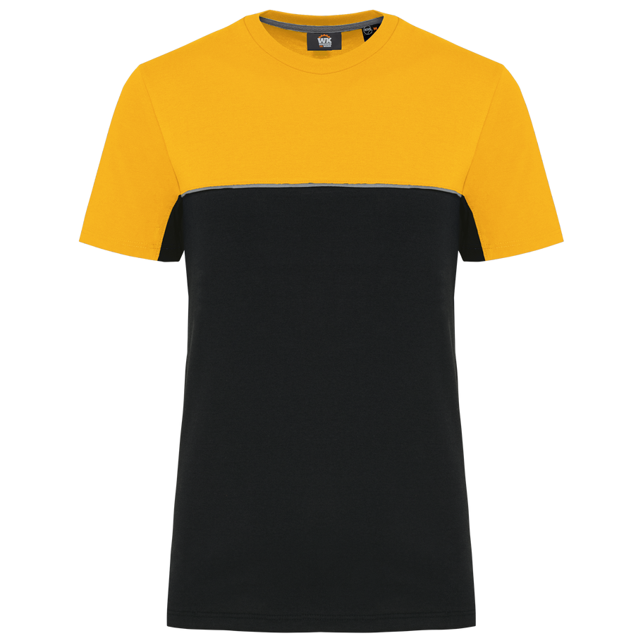 T-shirt bicolore écoresponsable manches courtes unisexe personnalisé WK WK304 Black / Yellow