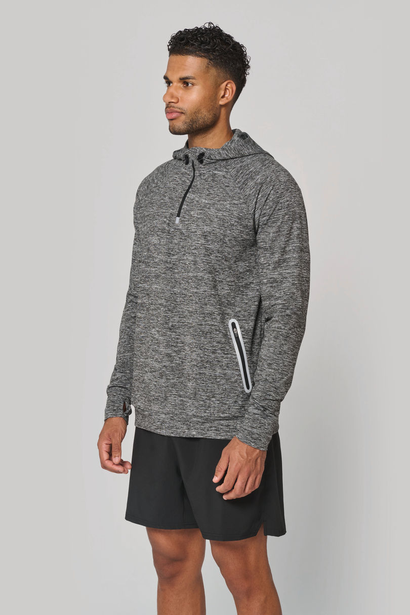 Sweat-shirt à capuche 1/4 zip sport unisexe personnalisé Proact PA360 porté