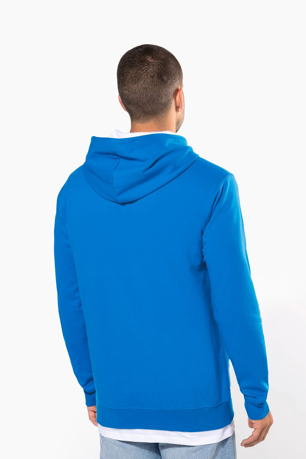 Sweat-shirt capuche contrastée homme personnalisé Kariban K446 porté