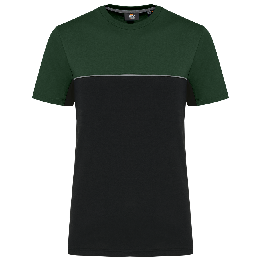 T-shirt bicolore écoresponsable manches courtes unisexe personnalisé WK WK304 Black / Forest Green