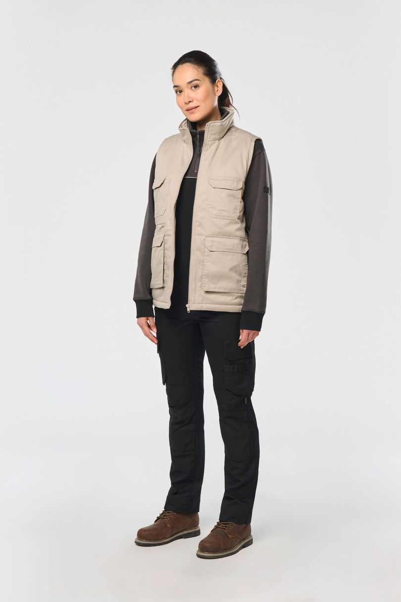 Gilet polycoton multipoches rembourré unisexe personnalisé WK WK607 porté