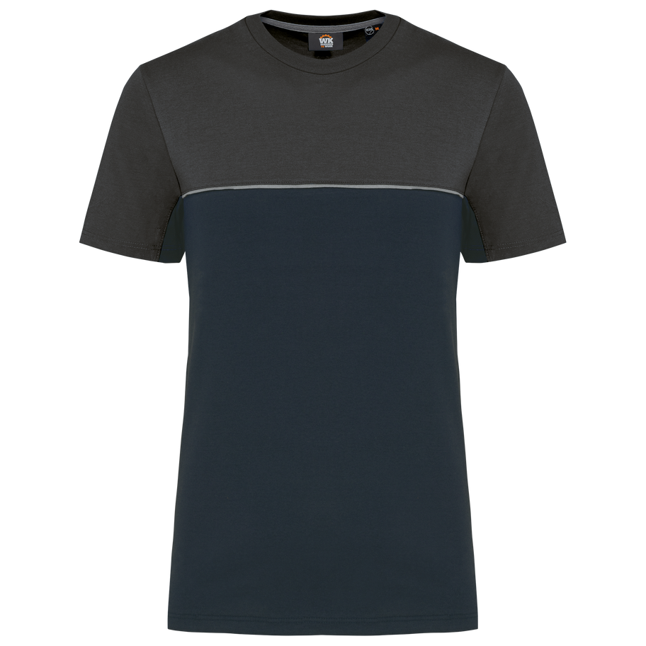 T-shirt bicolore écoresponsable manches courtes unisexe personnalisé WK WK304 Navy / Dark Grey