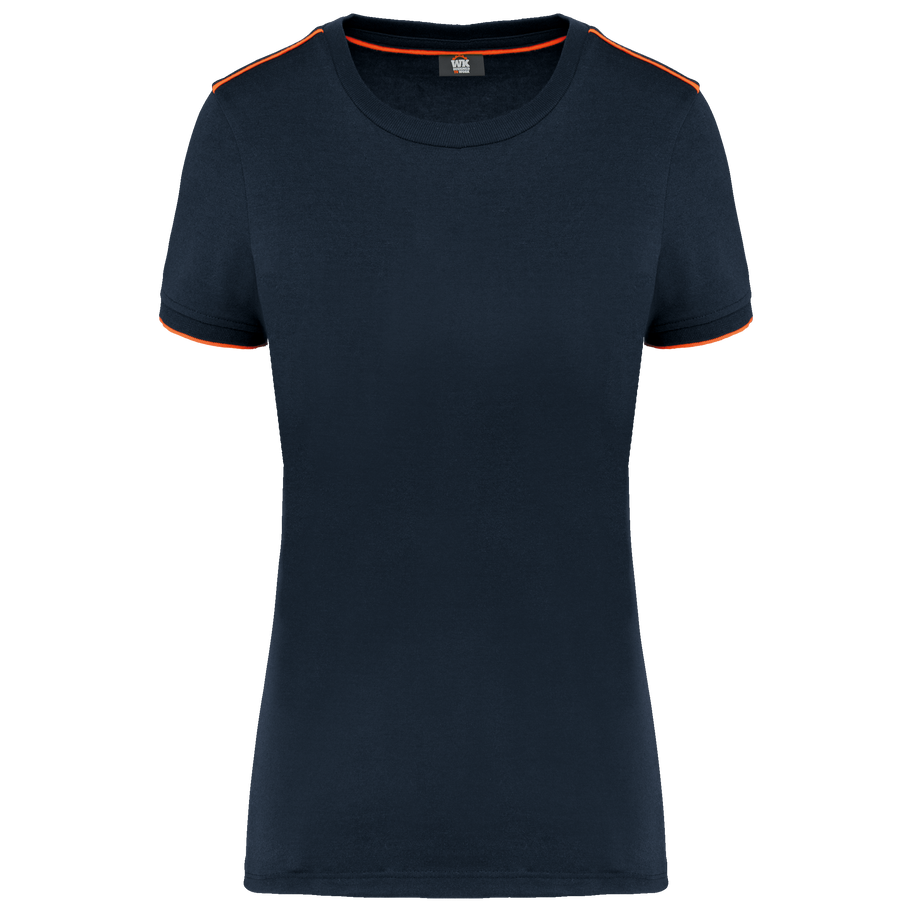 T-shirt Day To Day manches courtes femme personnalisé WK WK3021 Navy / Fluorescent Orange