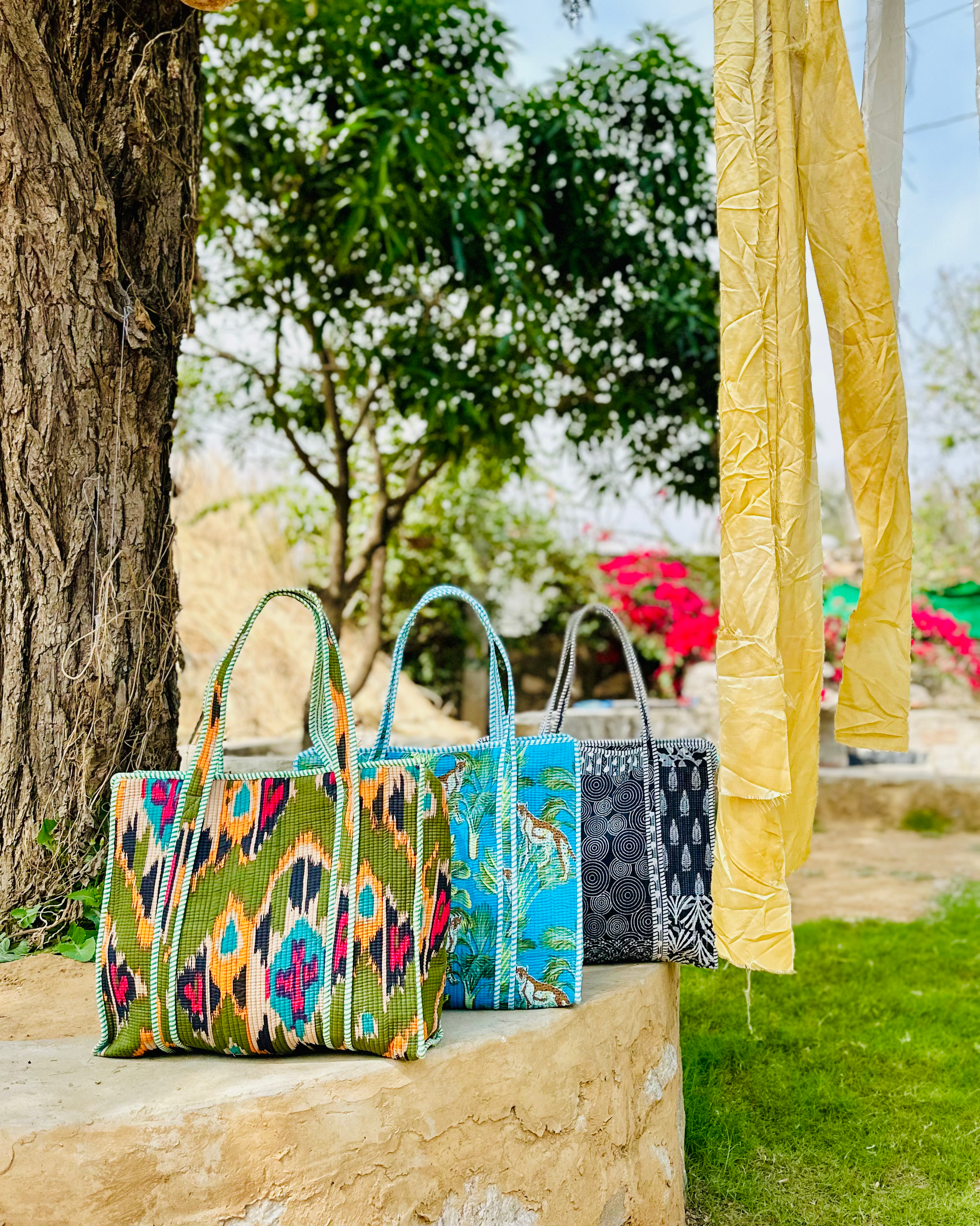 Large quilted bag (block printed by hand from Rajasthan)