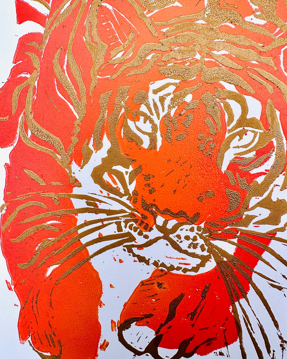 Thumbnail: “It’s like a jungle sometimes” Linoprint, edition of 25.