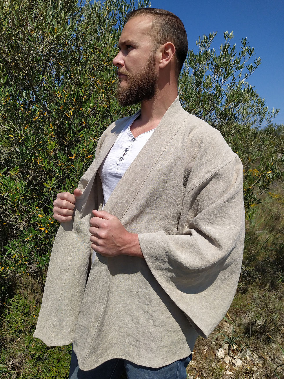 Miniature : kimono, veste, lin, tissu naturel, vêtement écoresponsable, mode durable, créateur français, casual, ostara atelier, artisan