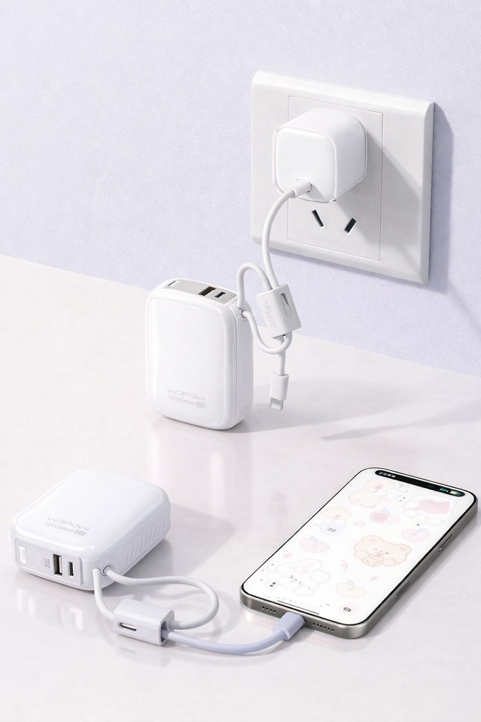 Thumbnail: Wopow White 1000mAh Little Pudding Power Bank 35W Super Fast Charge