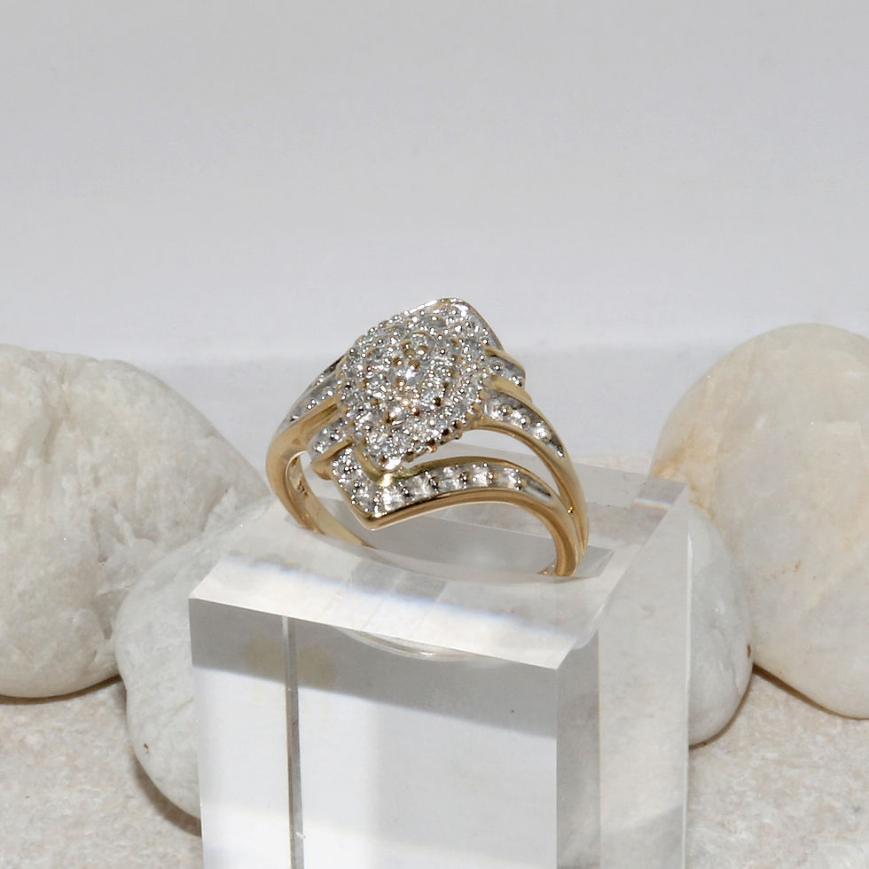 Thumbnail: 9ct Solid Yellow Gold Natural Diamond Cluster Ring