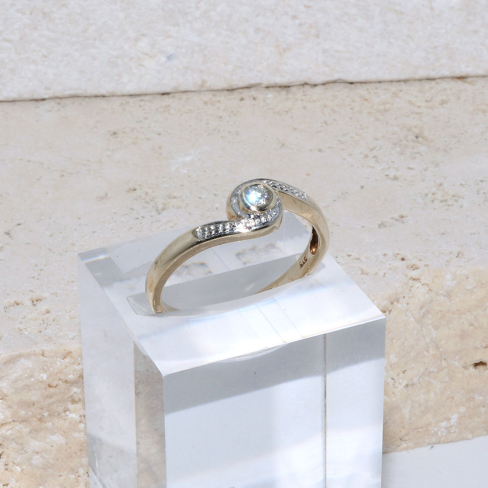 Thumbnail: 9ct Solid Yellow Gold Hallmarked Natural Genuine Diamond Infinity Ring Vintage