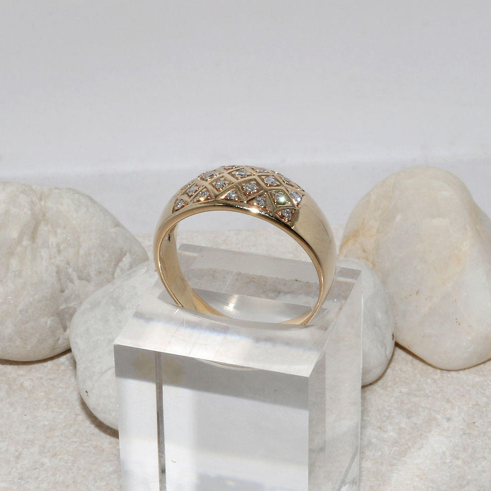 Thumbnail: 9ct Solid Yellow Gold Natural Diamond Wide Band Ring Vintage