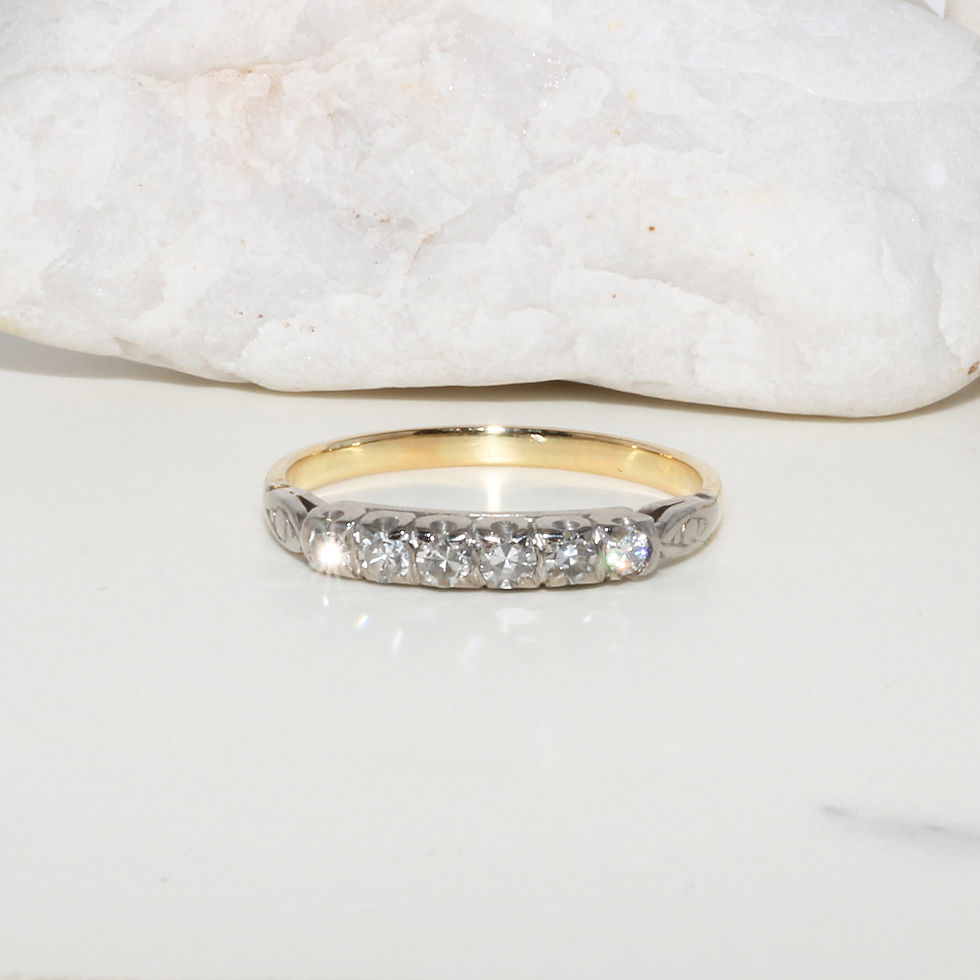 Thumbnail: 9ct Solid Yellow Gold Hallmarked Natural Genuine Diamond Ring Vintage