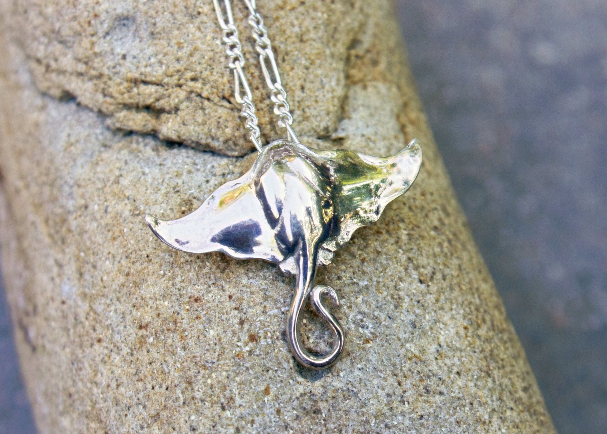 Manta Ray Pendant in Sterling Silver