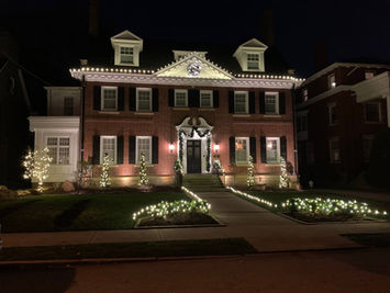 Professional holiday lights on home in Pittsburgh