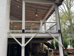 Exterior view of covered deck remodel
