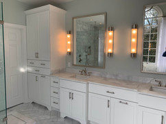 white bathroom renovation by north georgia design build