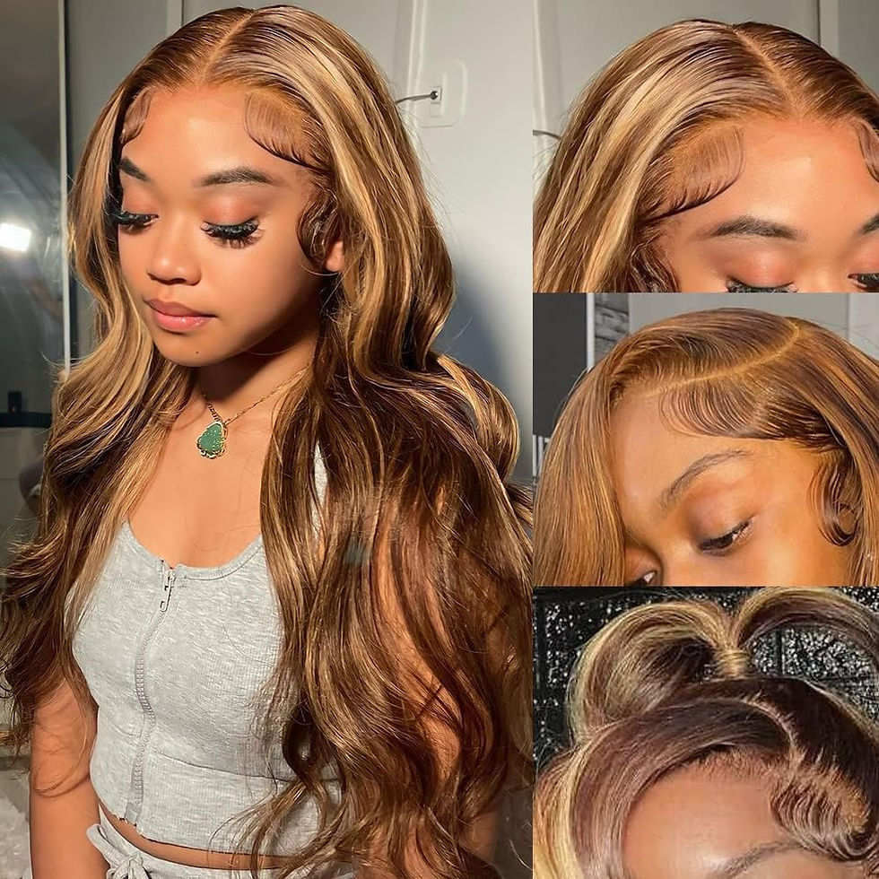 Thumbnail: XUBULO Highlight Lace Front Wig Human Hair - 13x4 Transparent HD 4/27 Honey Blo