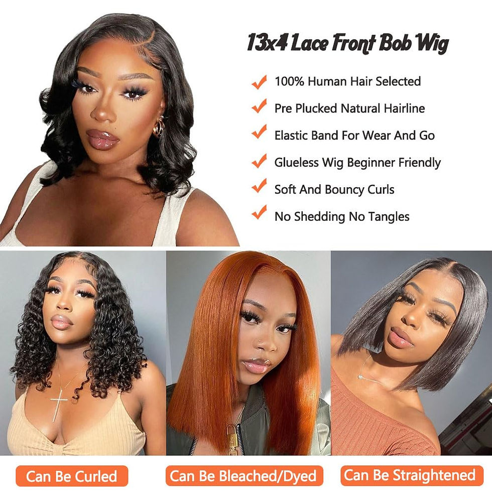 Thumbnail: Jolanly Wavy Bob Wig Human Hair 13x4 Lace Front Wigs Human Hair Pre Plucked Glu