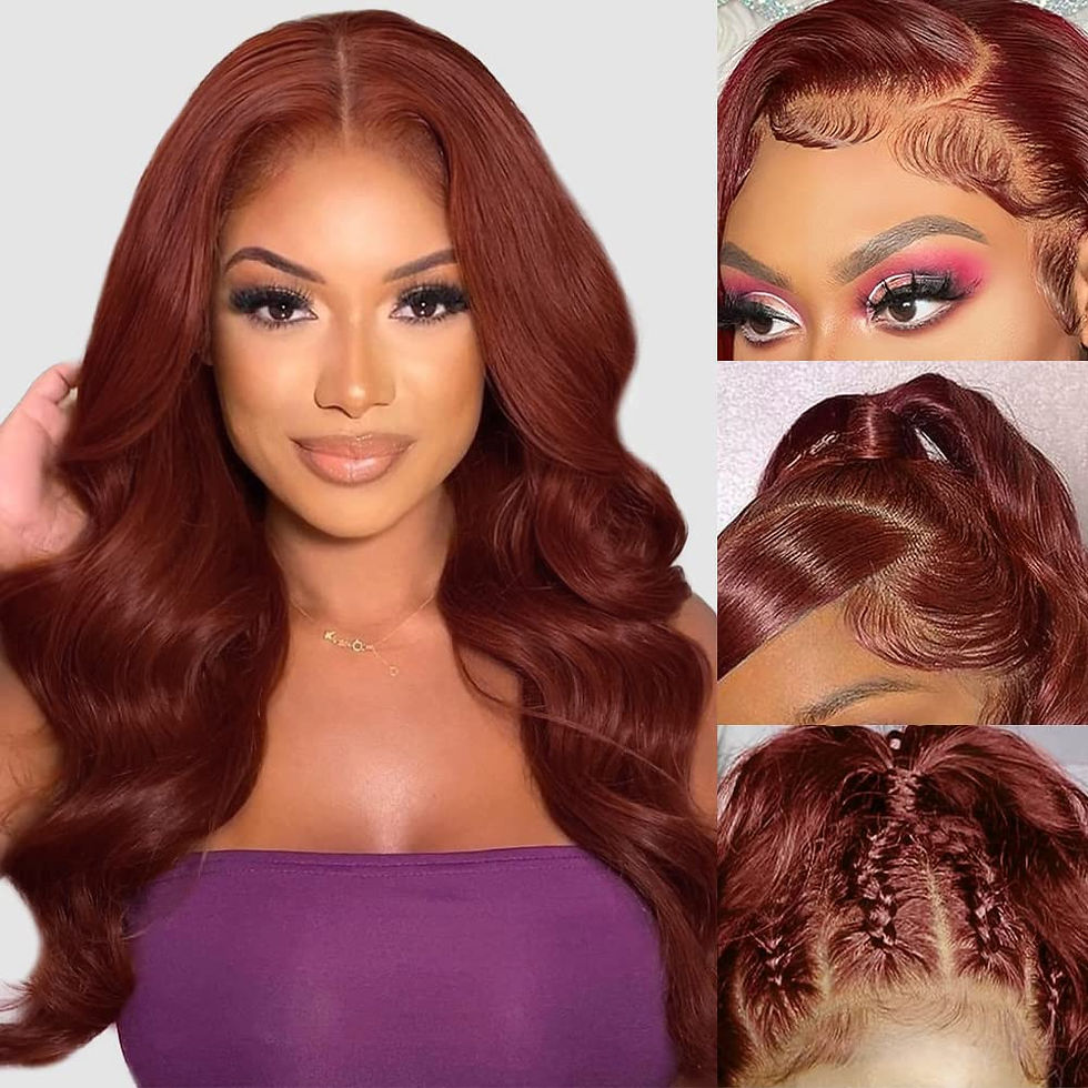 Thumbnail: Hevgf Reddish Brown Lace Front Wigs Human Hair Auburn Body Wave Wig 150% Densit