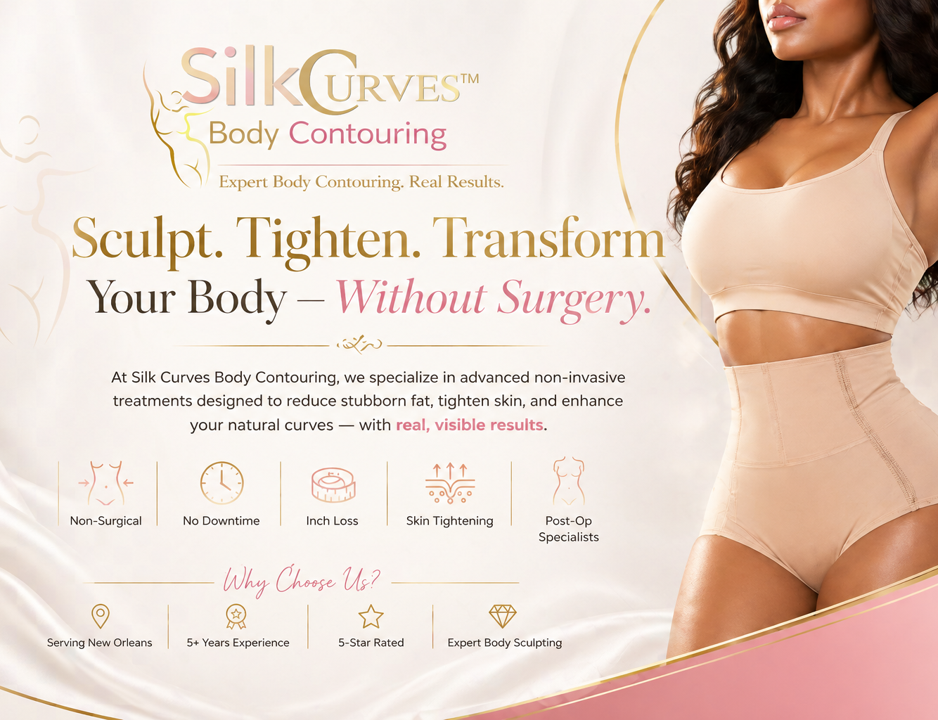 New Orleans Body Contouring laser lipo wood therapy. lymphatic massages. butt filler.  fat