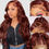 Thumbnail: Hevgf Reddish Brown Lace Front Wigs Human Hair Auburn Body Wave Wig 150% Densit