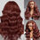 Thumbnail: Hevgf Reddish Brown Lace Front Wigs Human Hair Auburn Body Wave Wig 150% Densit
