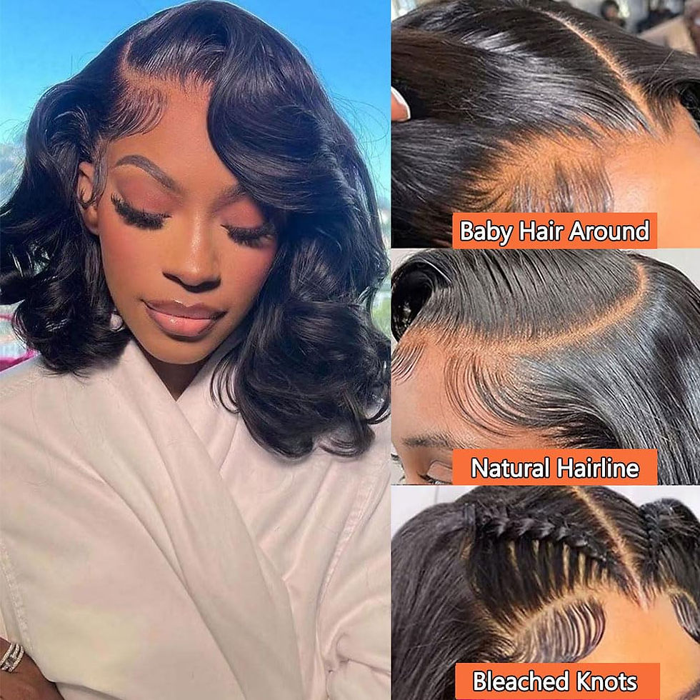 Thumbnail: Jolanly Wavy Bob Wig Human Hair 13x4 Lace Front Wigs Human Hair Pre Plucked Glu