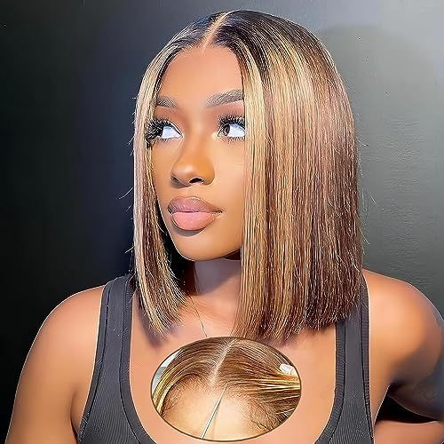 Thumbnail: Glueless Bob Wig Human Hair Pre Plucked Wear and Go Glueless Wig Pre Cut Lace f