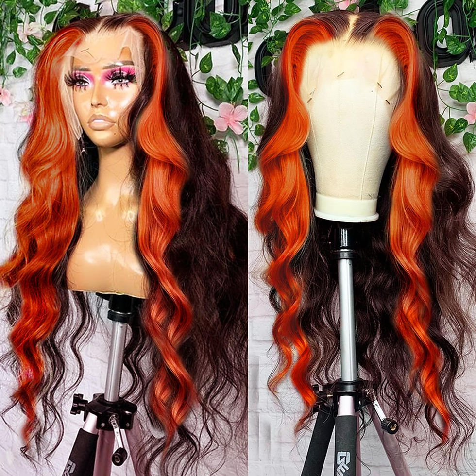 Thumbnail: 200% Density 13X6 Ginger Lace Front Wigs Human Hair Pre Plucked for Women Ombre